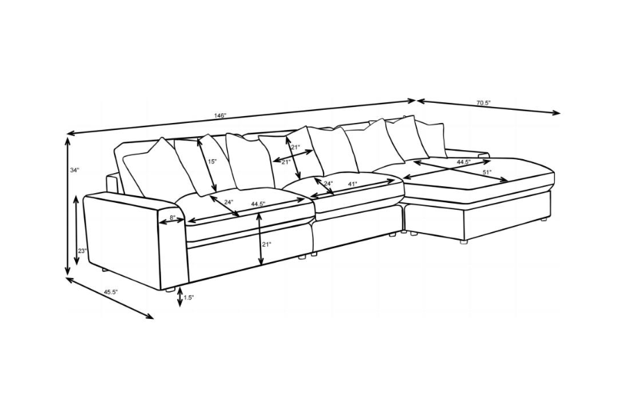 Blaine Upholstered Reversible Chaise Sectional Sofa Sand 509899-SET