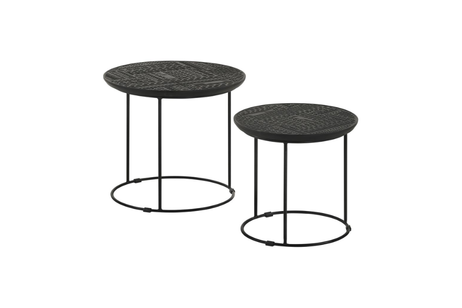 Loannis 2-piece Round Mango Wood Nesting Table Matte Black 935842