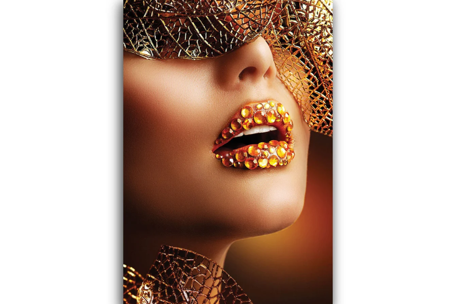 SULC-25 REGALIA Lady Adorned in Shimmering Gold Modern Wall Art TG