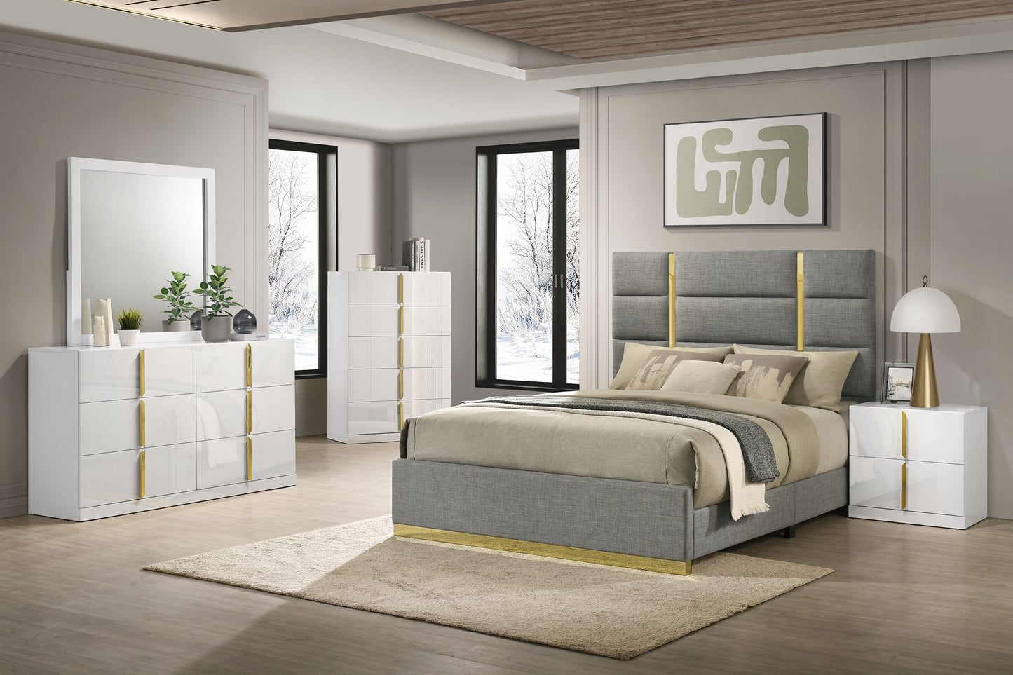 Ines 5-drawer Bedroom Chest of Drawers White High Gloss 223095