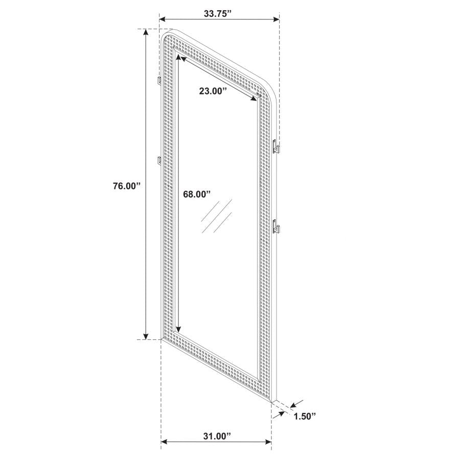 Arini Cane Weave Full Length Standing Floor Mirror Black 224339 - Venini Furniture