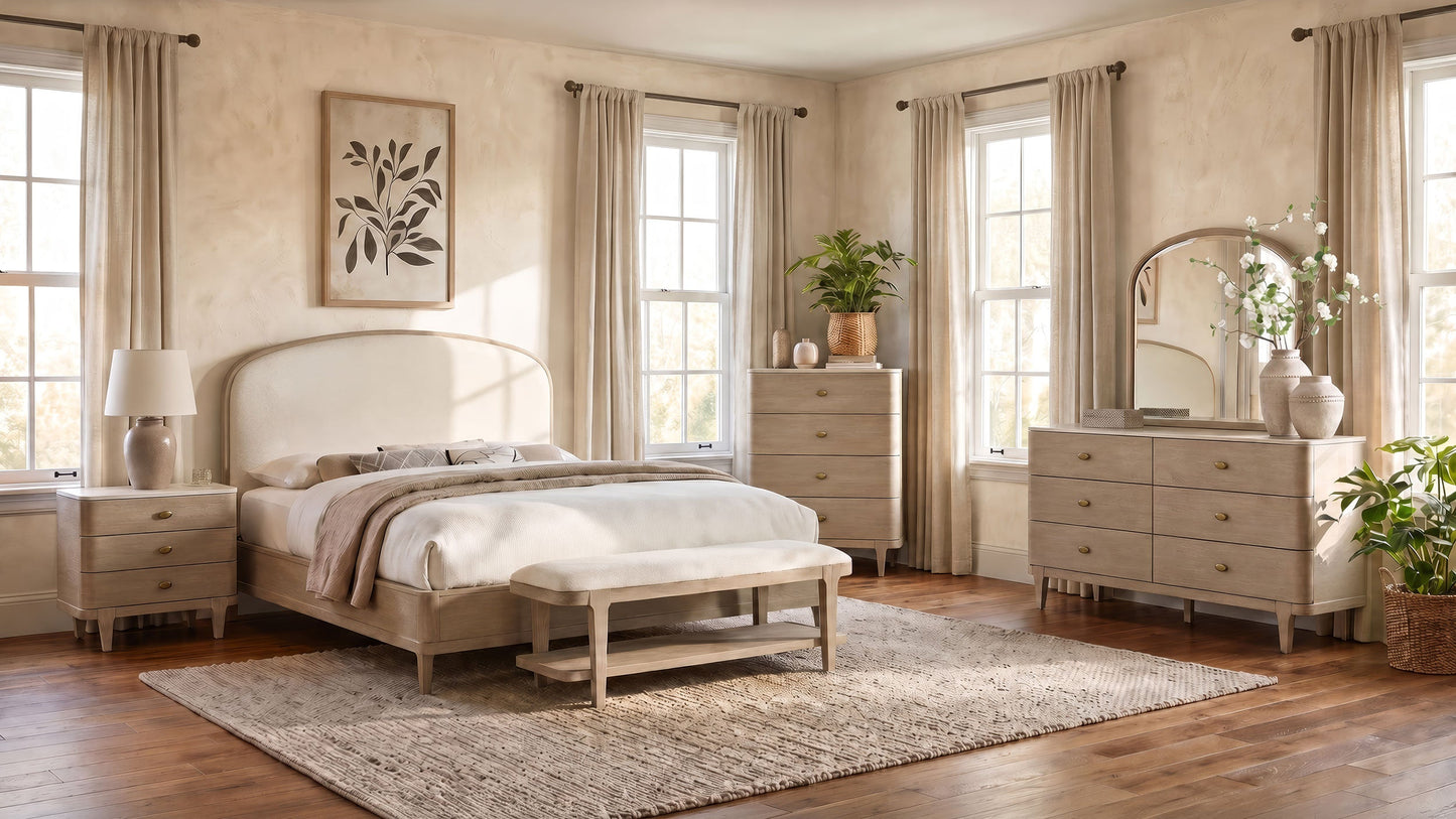 Lucaire 3-drawer Nightstand Bedside Table Sandstone 225182