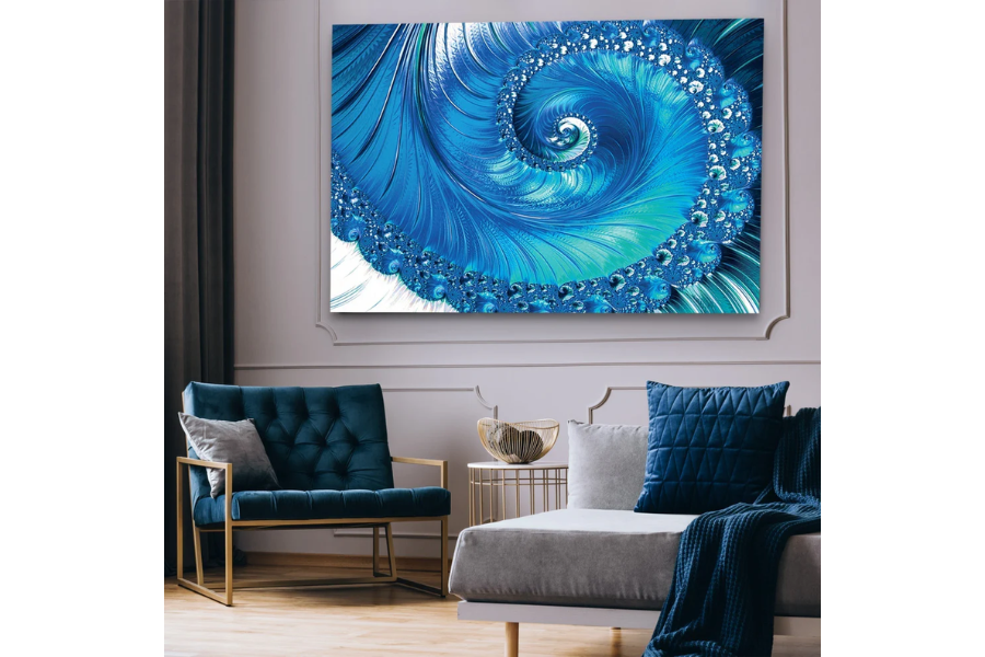 SULC-26 FIBONACCI Blue Creative Abstract Modern Wall Art TG