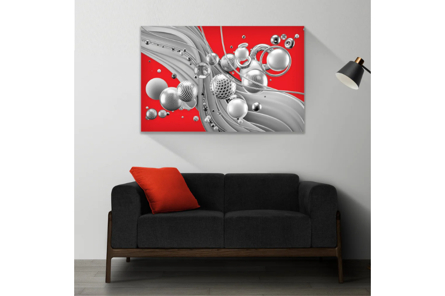 SULC-02 ODYSSEY Red 3D Abstract Elements Modern Acrylic Wall Art TG