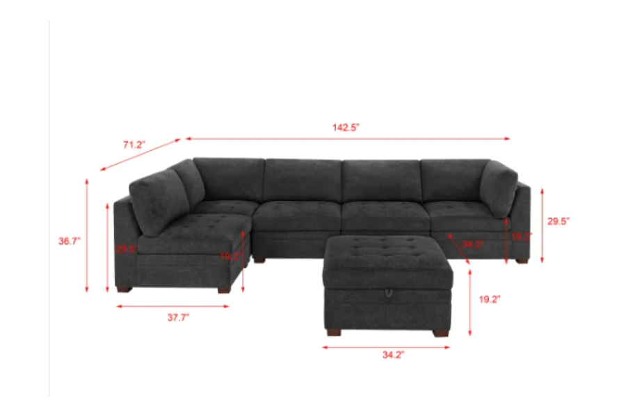 Thomasville Tisdale Modular Sectional 6 piece Boucle with Storage Ottoman