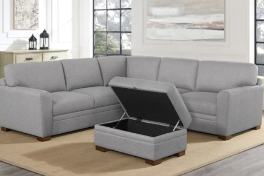 Thomasville Langdon Fabric Sectional with Storage Ottoman Floor Model