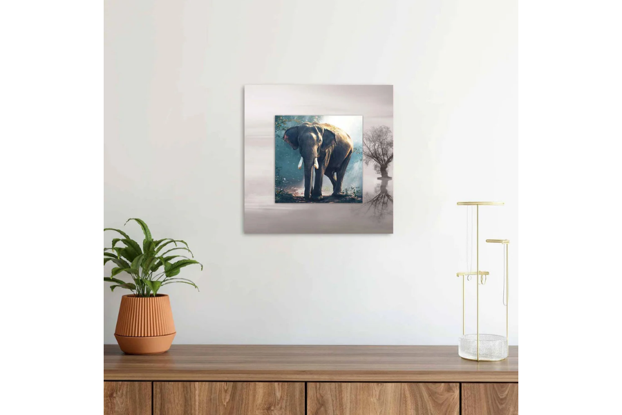 VAXON Elephant with Background Miniature Fine Wall Art TG