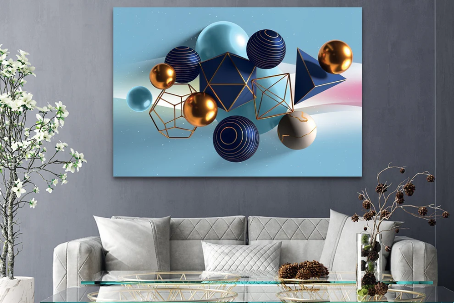 SULC-55 REGAL Blue Ornamental Delight Modern Wall Art TG