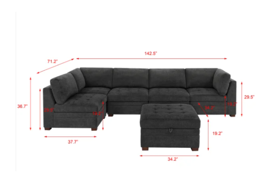 Thomasville Tisdale Fabric Sectional with Storage Ottoman Floor Model
