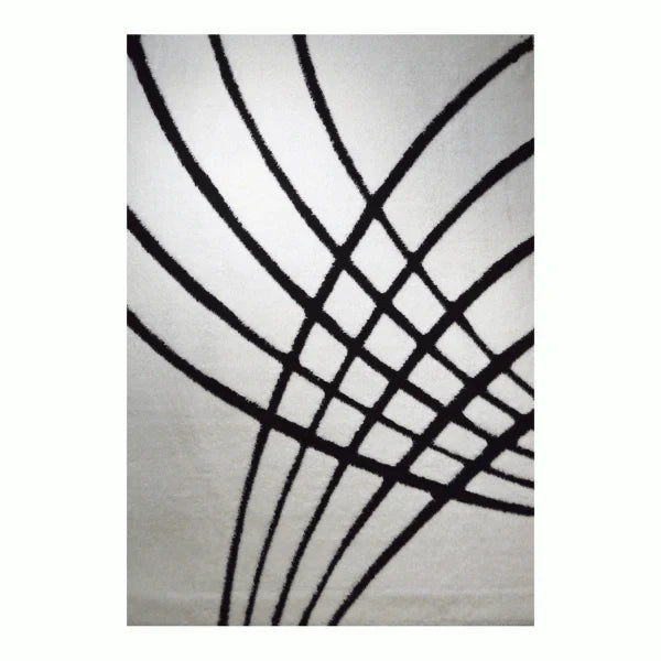 GR-1014 3D SHAGGY Rug White and Black