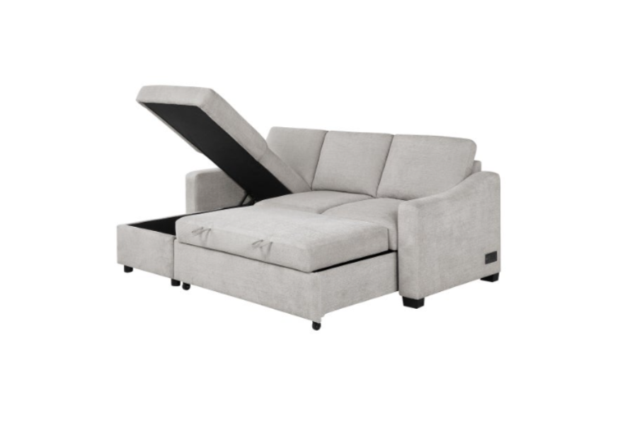Coddle Aria Fabric Sleeper Sofa with Reversible Chaise and Storage, Beige