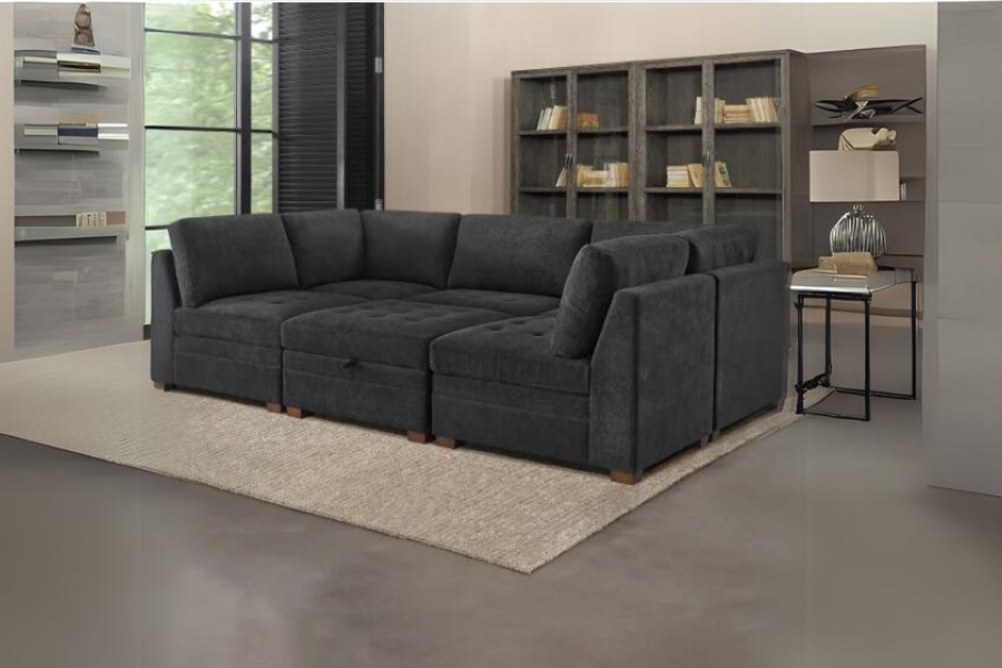 Thomasville Tisdale Fabric Sectional with Storage Ottoman Floor Model