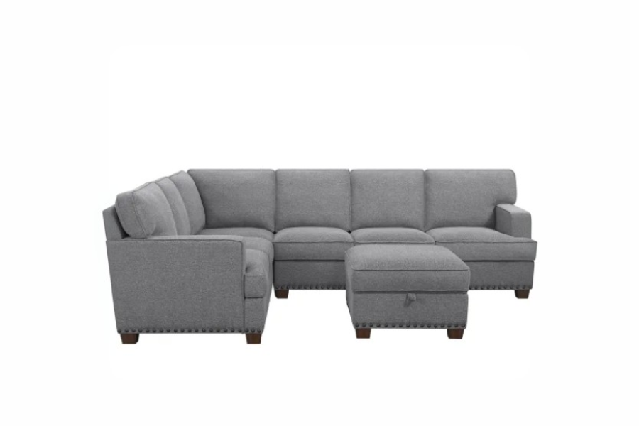 Thomasville Emilee Fabric Sectional with Storage Ottoman