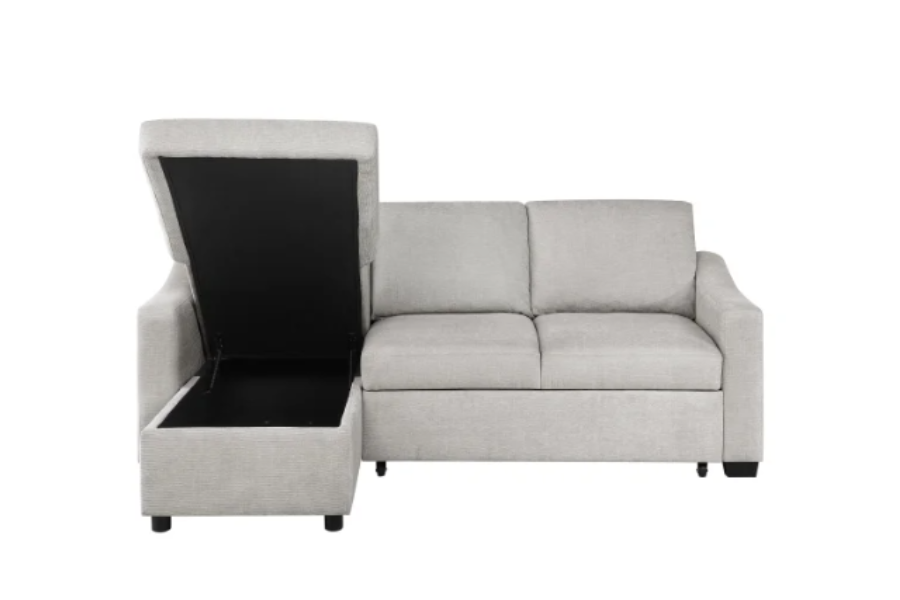 Coddle Aria Fabric Sleeper Sofa with Reversible Chaise and Storage, Beige