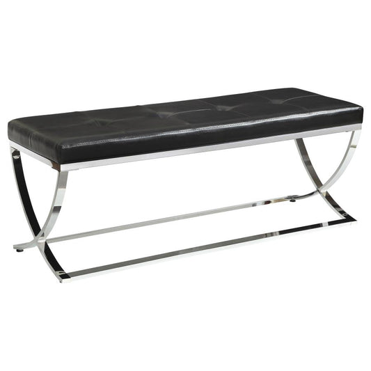 Walton Leatherette Upholstered Tufted Accent Bench White