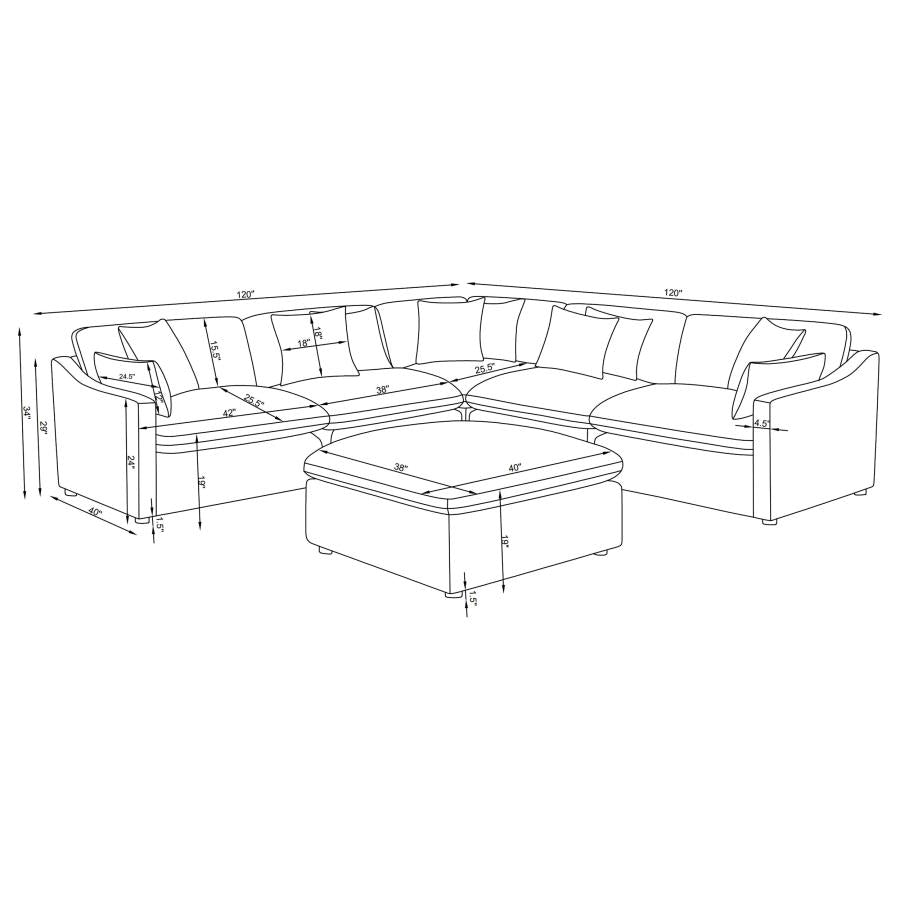 Hobson Upholstered Modular Sectional Sofa Charcoal - Venini Furniture