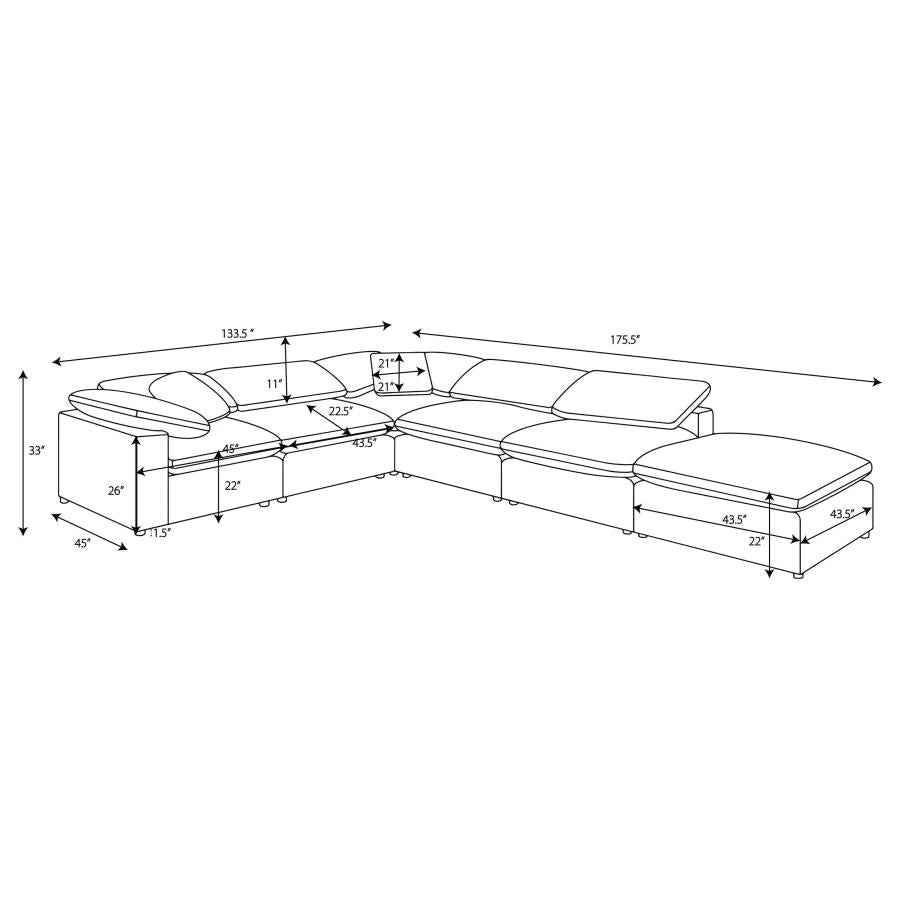 Raleigh Boucle Upholstered Modular Sectional Grey 551754-SETA - Venini Furniture