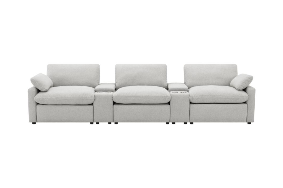 Collins 5-piece Power Reclining Home Theater Seating Grey 609561PT Comming Soon