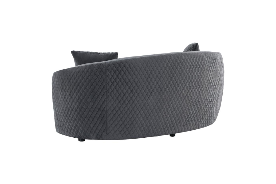 Brookside Velvet Upholstered Curved Loveseat Dark Grey 504845