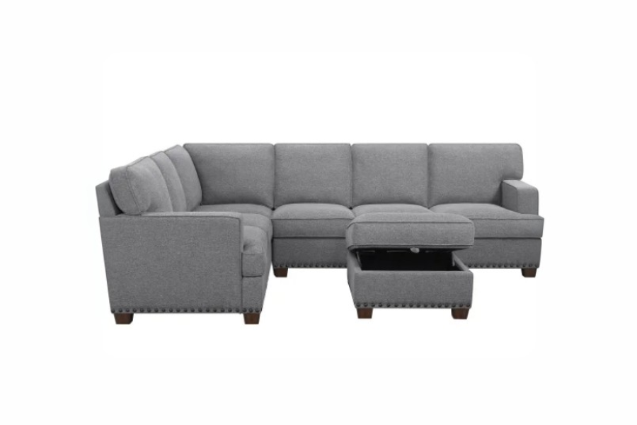 Thomasville Emilee Fabric Sectional with Storage Ottoman