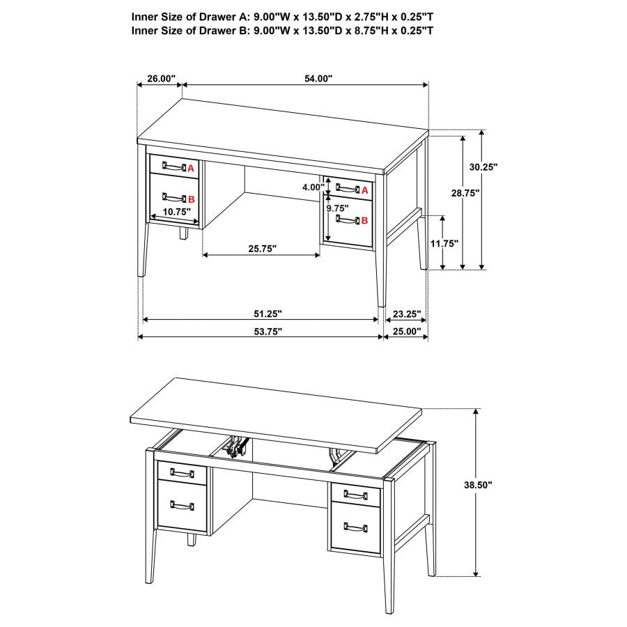 Graham 4-Drawer Lift-Top Computer Desk