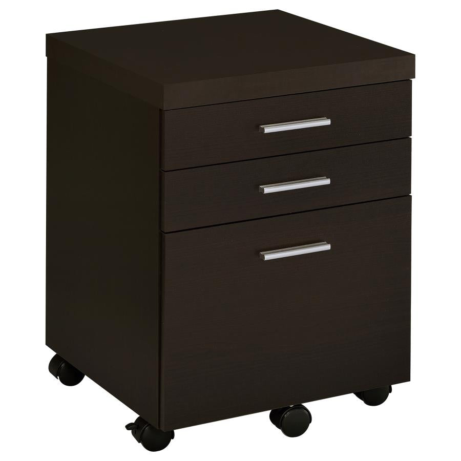 Skylar 3-drawer Home Office Mobile File Cabinet Cappuccino 800894 - Venini Furniture