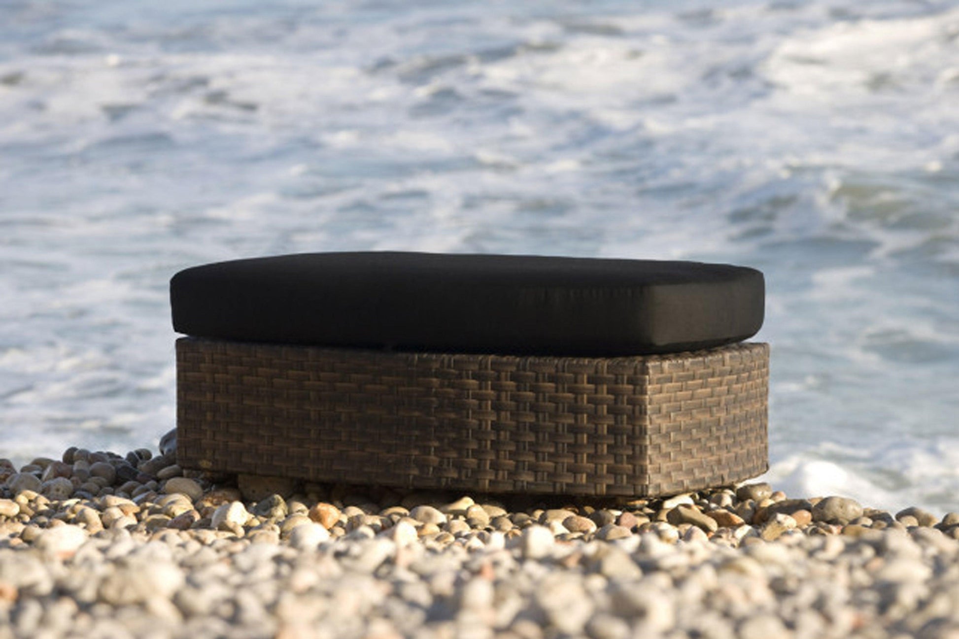 Big Sur Ottoman w/off-white cushion PJO-2101-BRN-OT - Venini Furniture