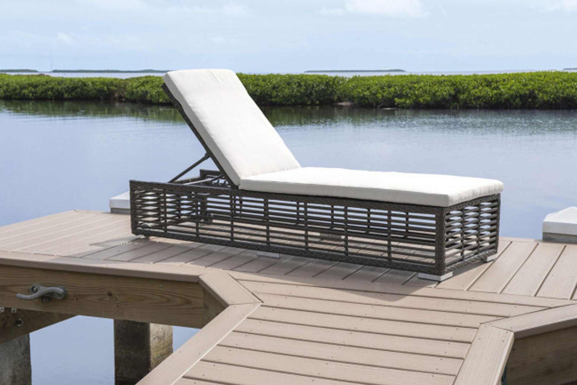 Graphite Chaise Lounge w/wheels SKU: PJO-1601-GRY-CL - Venini Furniture