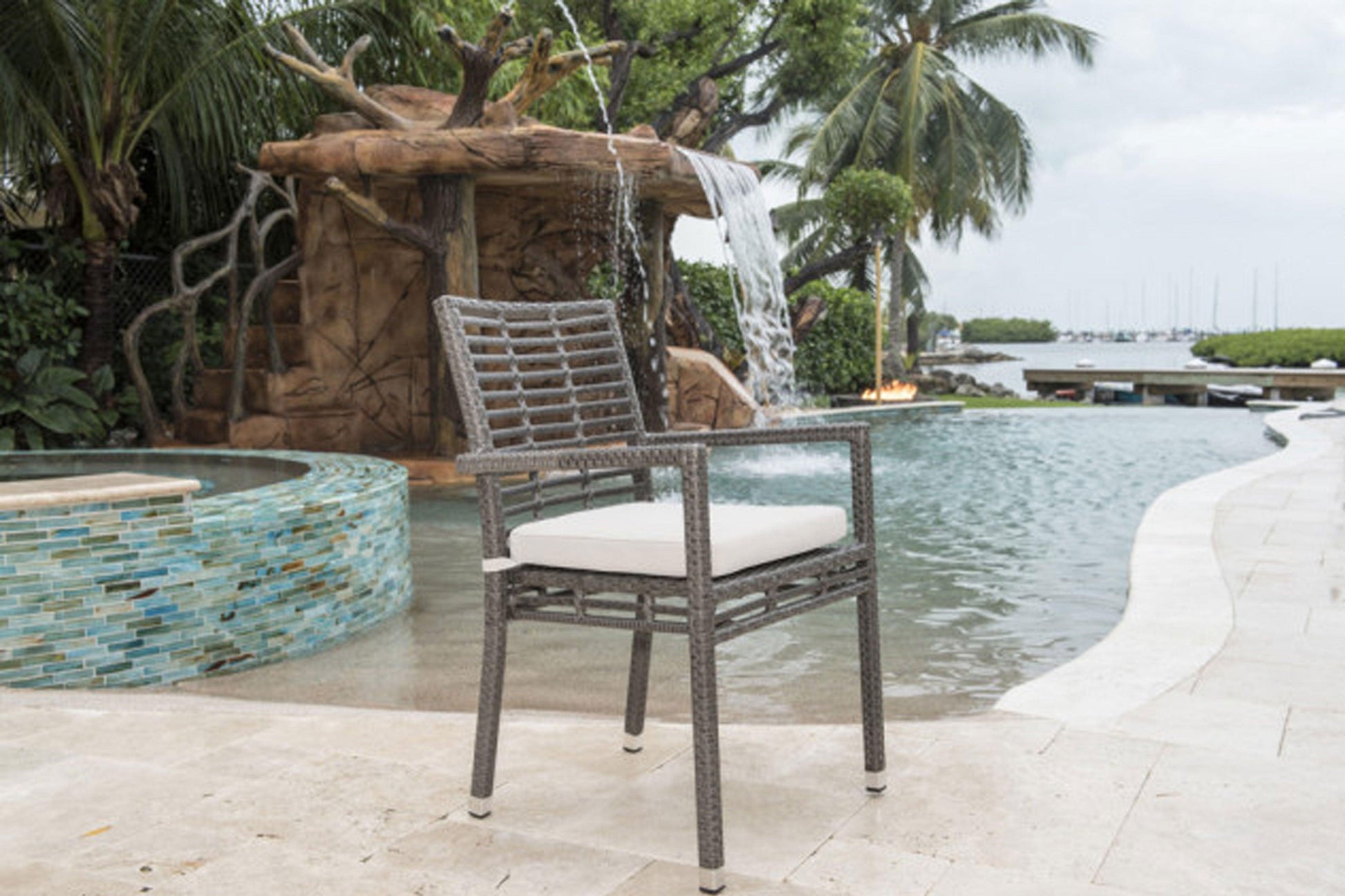 Graphite Stackable Armchair SKU: PJO-1601-GRY-AC - Venini Furniture