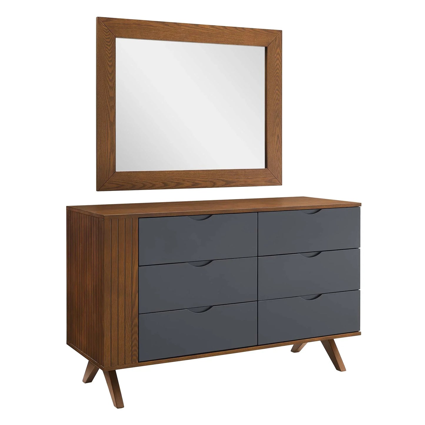 Dylan Dresser and Mirror in Walnut. - Venini Furniture