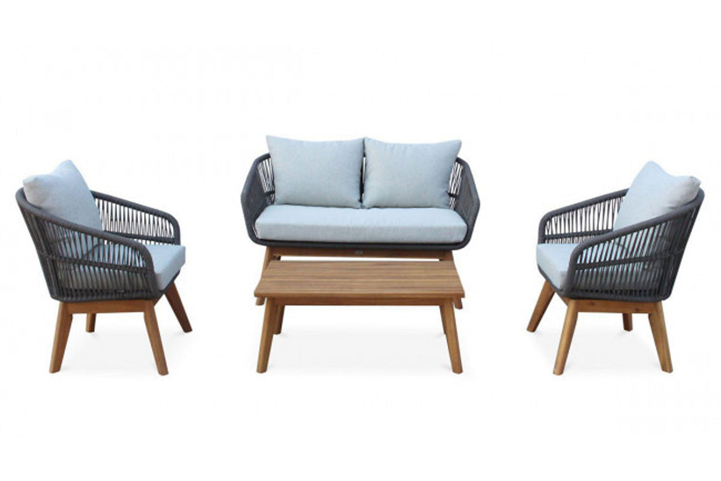 Surfers Cove 4 PC Settee w/grey cushions SKU: 719-1267-NAT - Venini Furniture