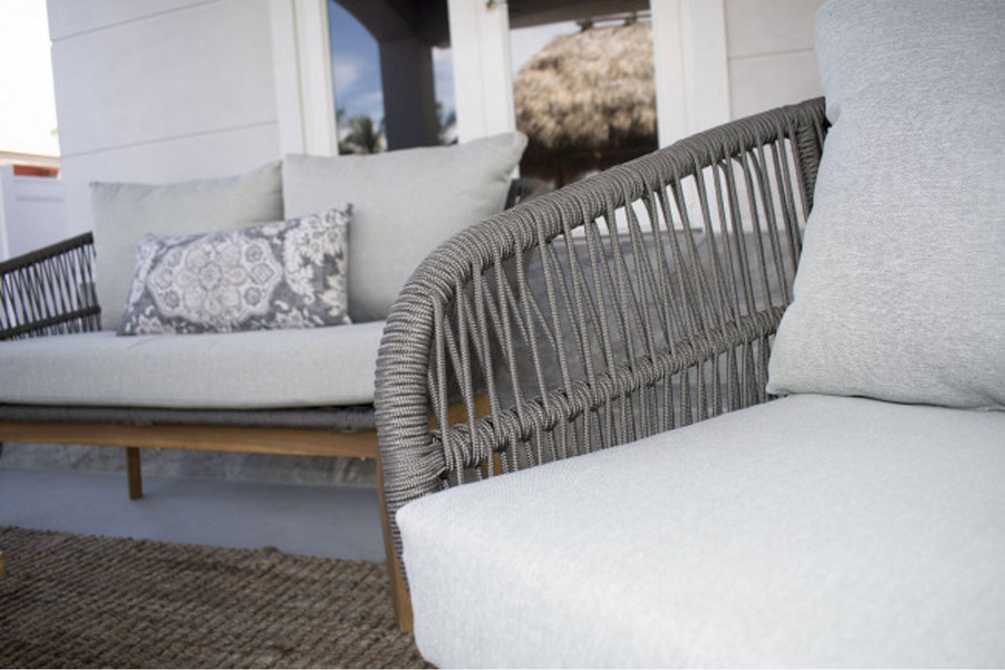 Surfers Cove 4 PC Settee w/grey cushions SKU: 719-1267-NAT - Venini Furniture