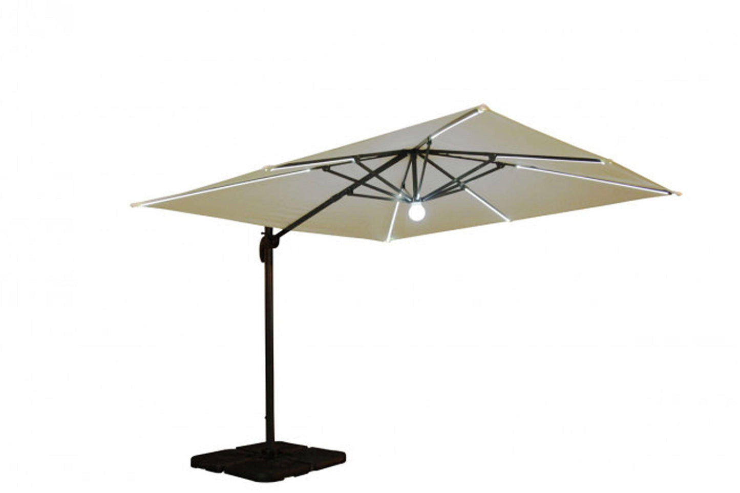 Panama Jack 11.5 FT Square LED Cantilever Umbrella with 105 lb. base - Venini Furniture