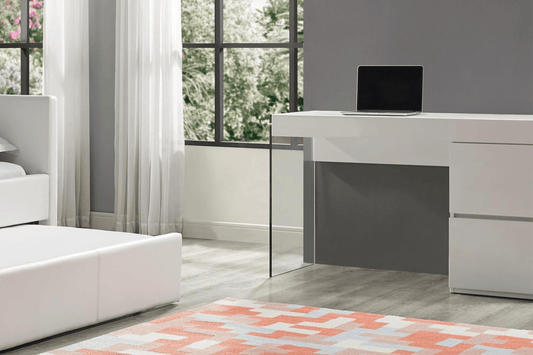 Vanity in high gloss white lacquer and mirror Model CB-111-W - Venini Furniture