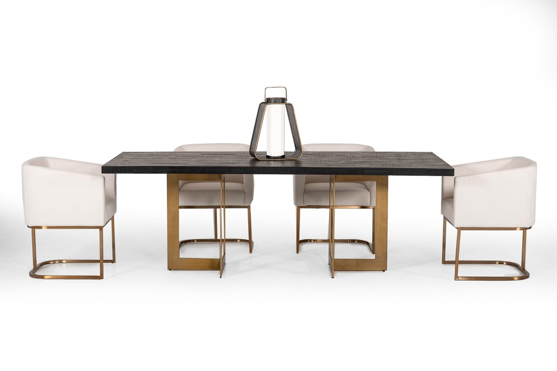 Cheryl Modern Black Acacia & Antique Brass 5 pc Dining 18875FM FLOOR MODEL - Venini Furniture
