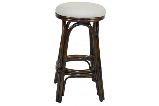 Vanessa Indoor Swivel Rattan & Wicker 30" Bar Stool in Antique Finish with Cushion