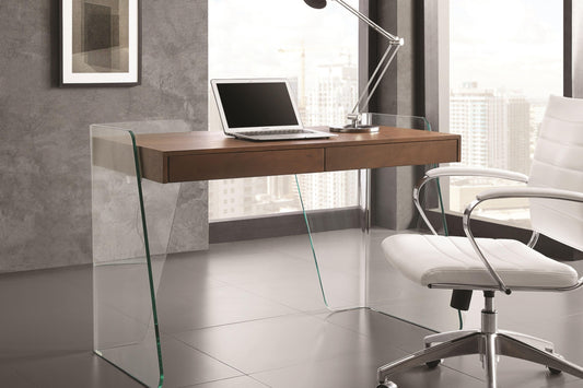 Archie Office Desk Walnut and White Model CB-786GR - Venini Furniture