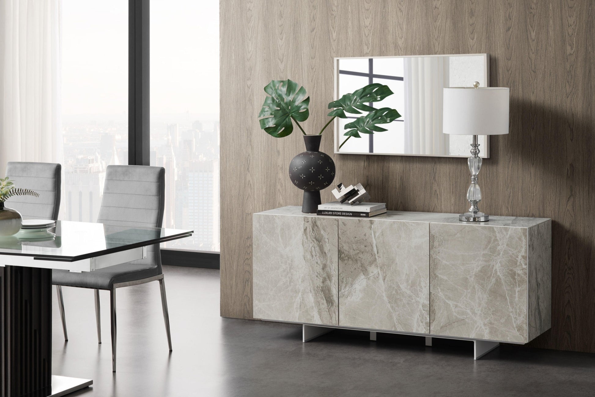 Stone Buffet-Server Model CB-34WH - Venini Furniture