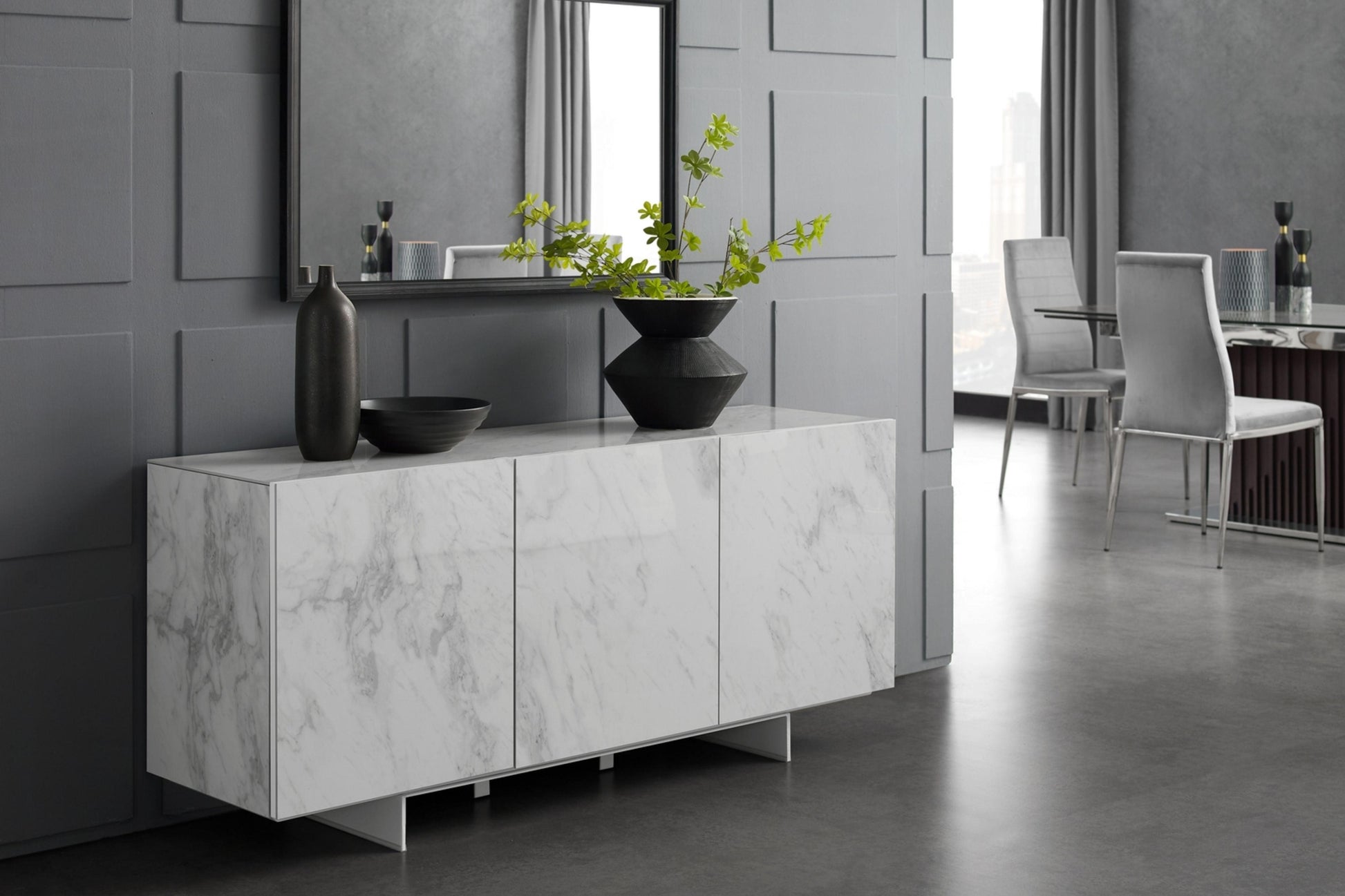 Stone Buffet-Server Model CB-34WH - Venini Furniture