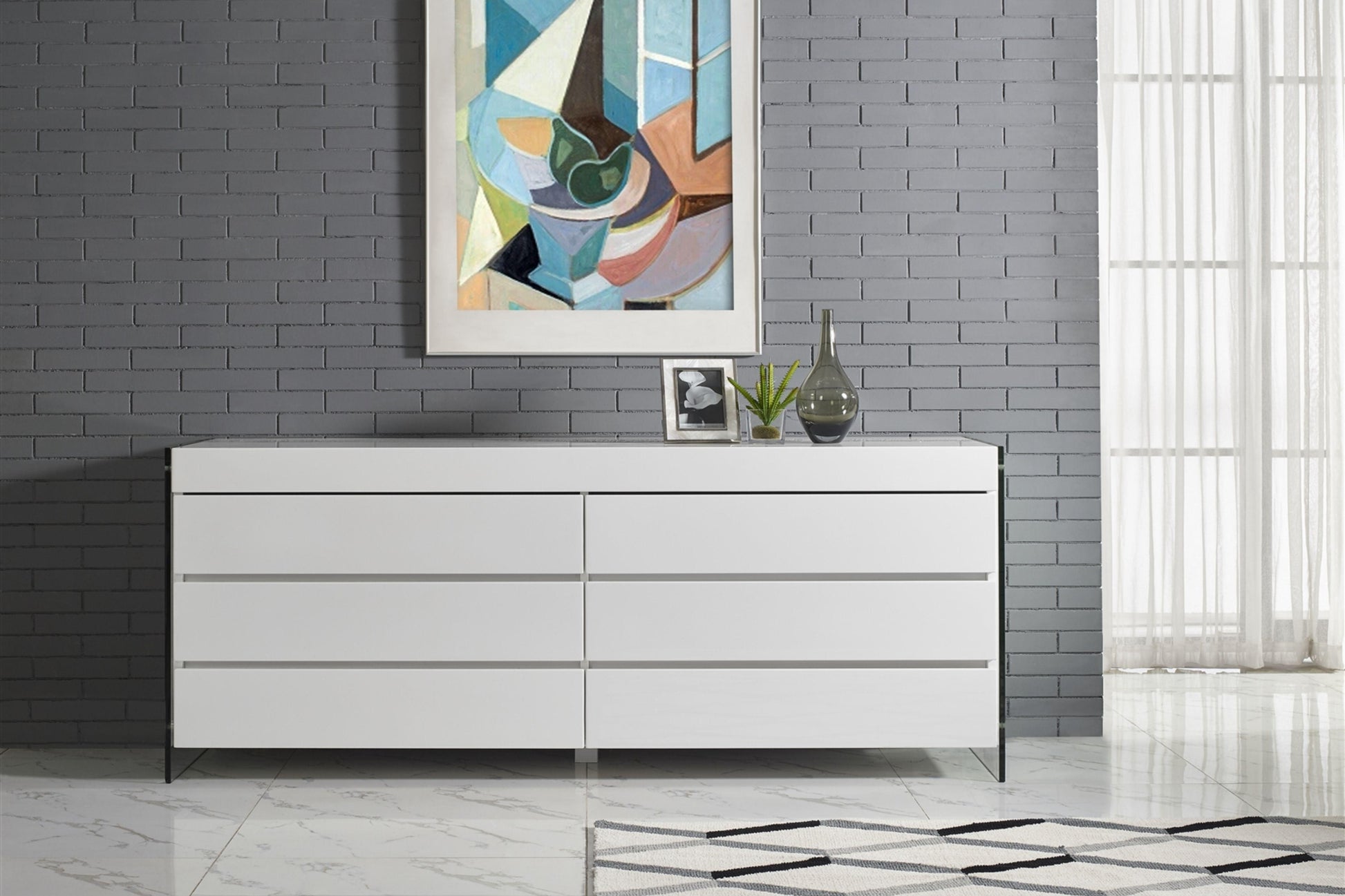 IL Vetro Dresser White Model CB-111-D-WH - Venini Furniture