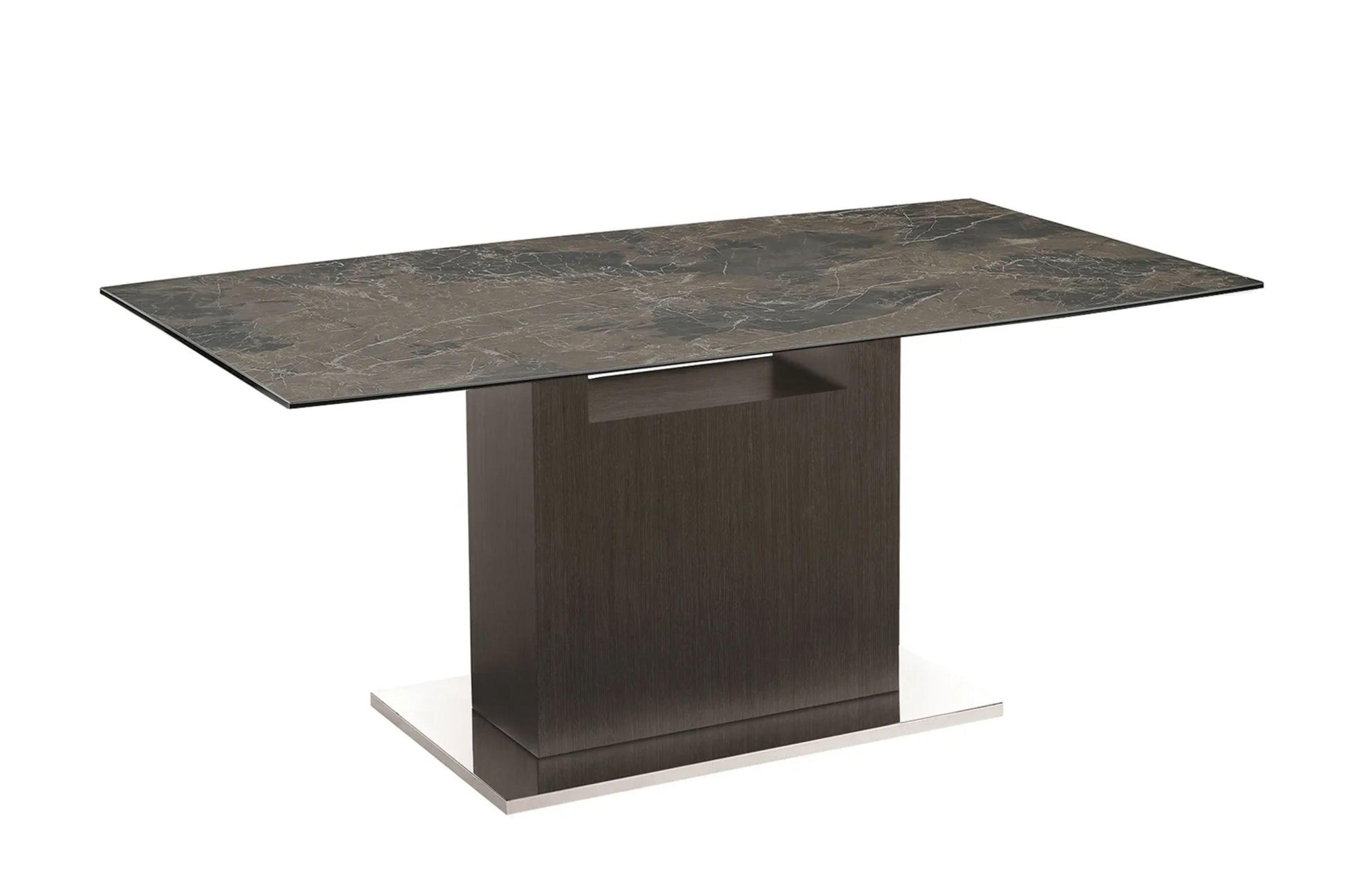 Olivia motorized dining table with dark gray oak base. - Venini Furniture