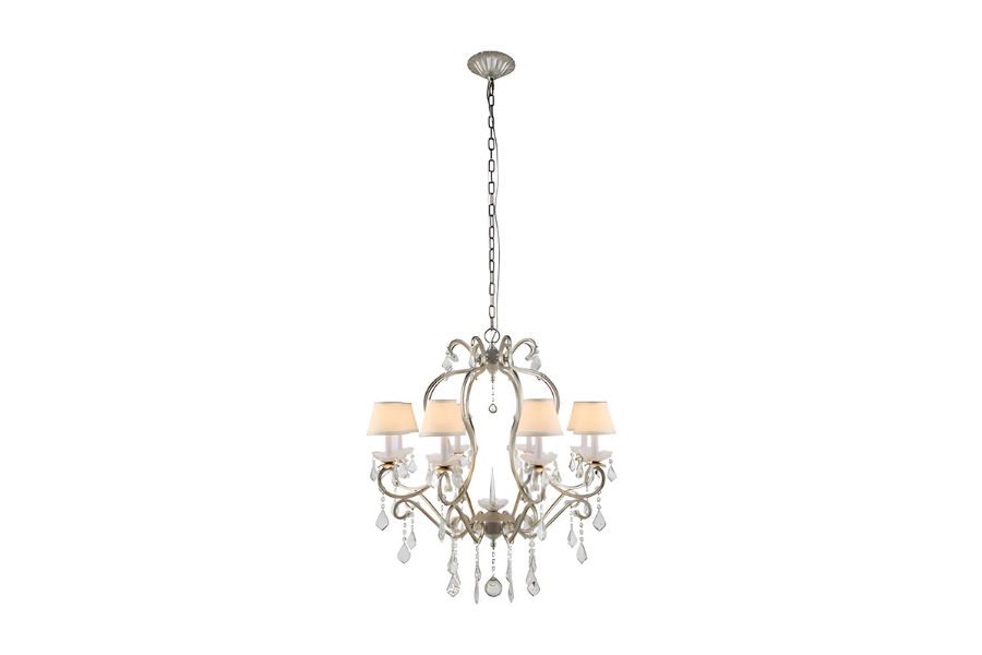 Diana 8 Light 31 inch Vintage Silver Leaf Chandelier Ceiling Light, Urban Classic