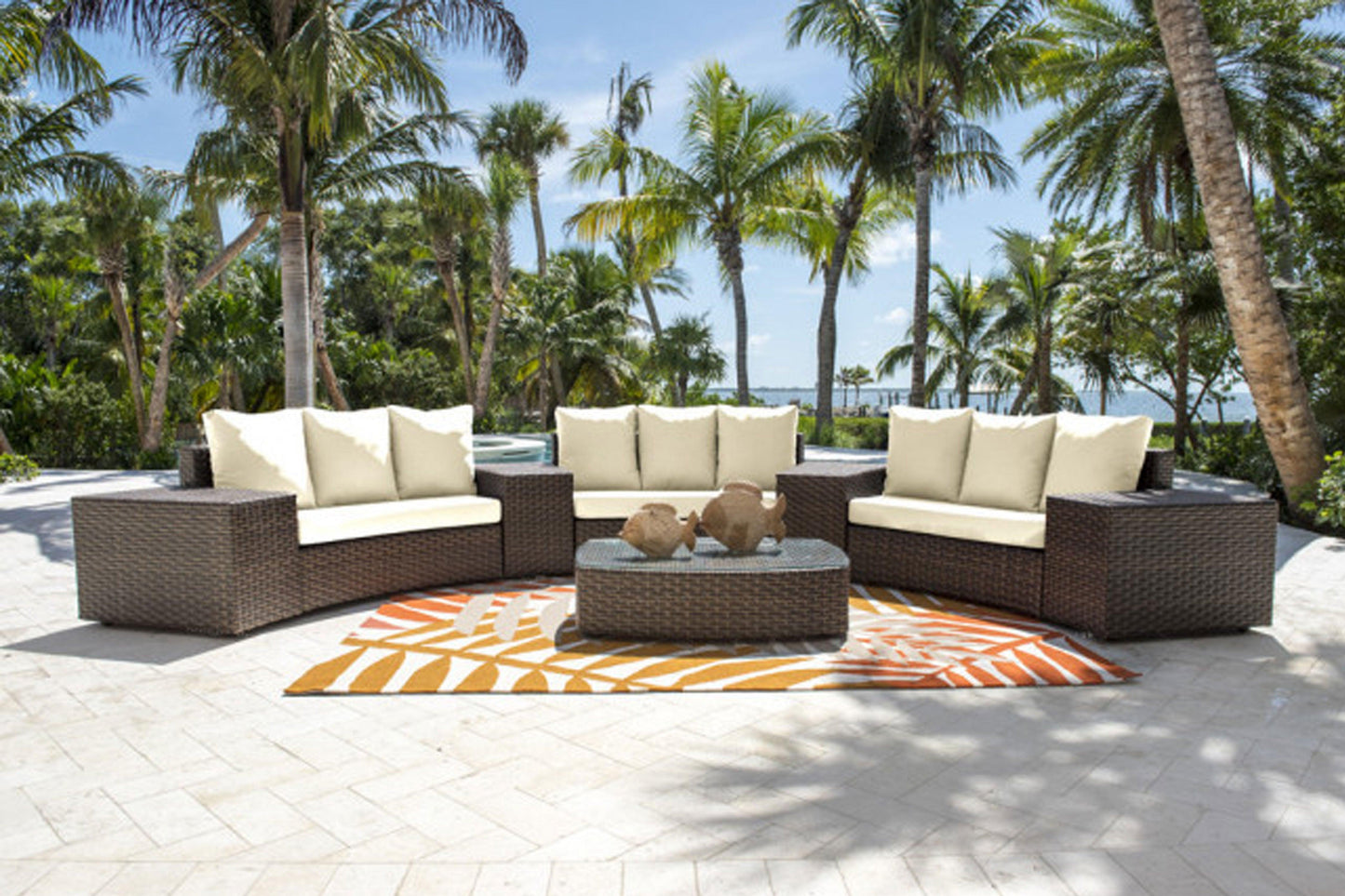 Big Sur 8 PC Sectional Set w/off-white cushions - Venini Furniture