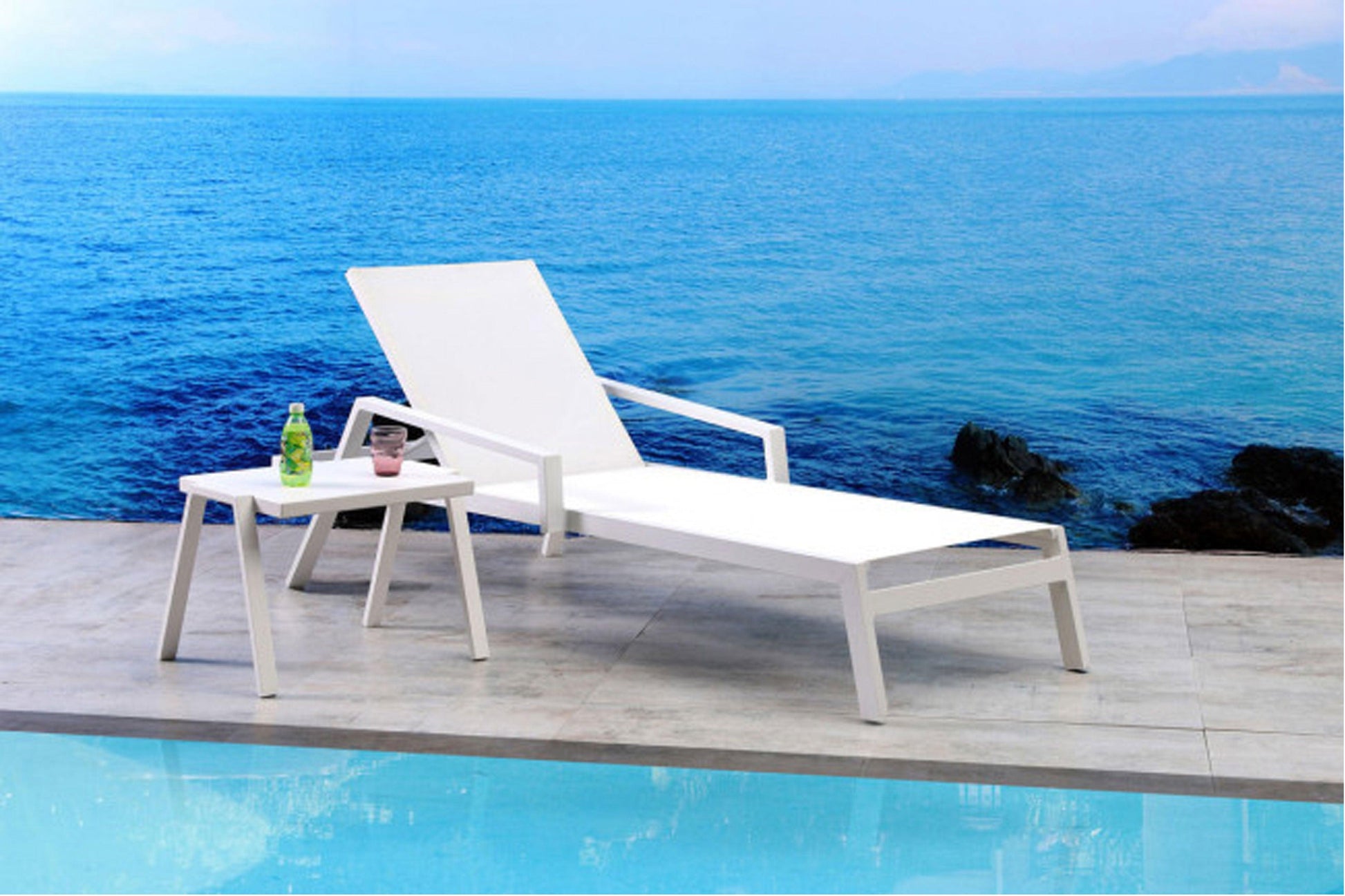 Mykonos Sling Chaise Lounger SKU: PJO-2401-WHT-CL - Venini Furniture