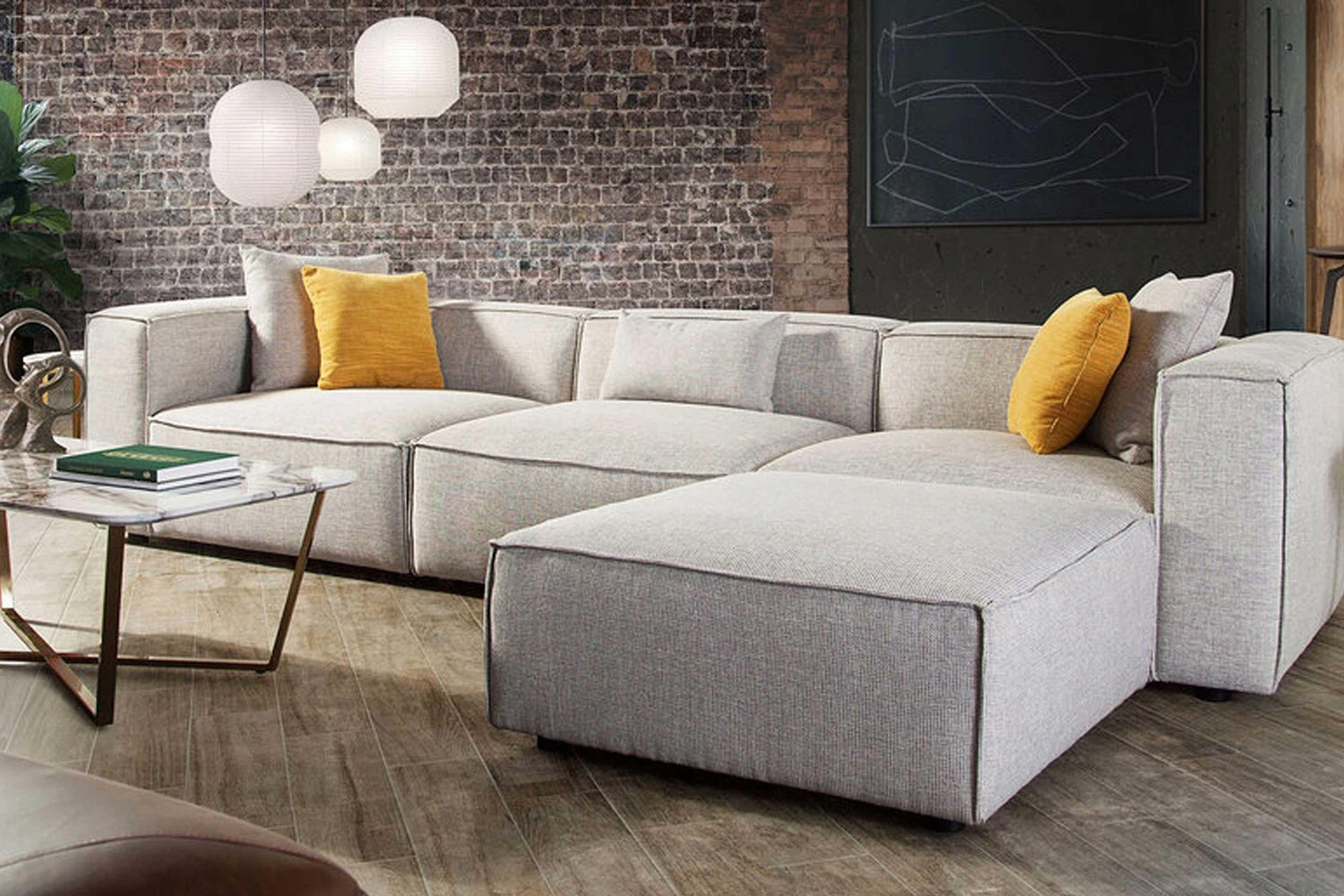 Fabric Armless Stationary Sectional Chairs - Venini Furniture