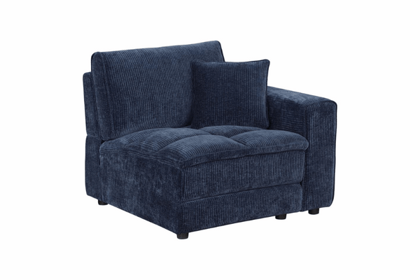 Atlantic Corduroy Upholstered RAF Arm Chair Blue 551824RAF