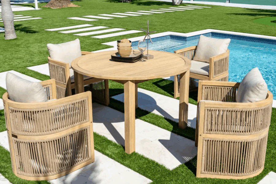 Panama Jack Cabo 5-Piece Barrel Round Dining Set PJO-4401-NAT-5DB