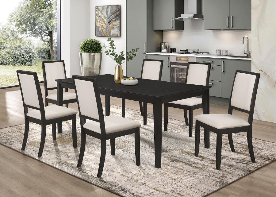 Louise 5 to 7 Piece Rectangular Extension Leaf Dining Set Black