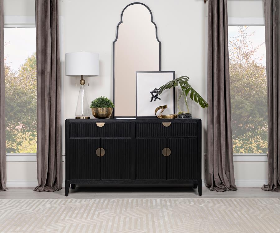 Brookmead Extension Leaf Dining Table Set Black - Venini Furniture 