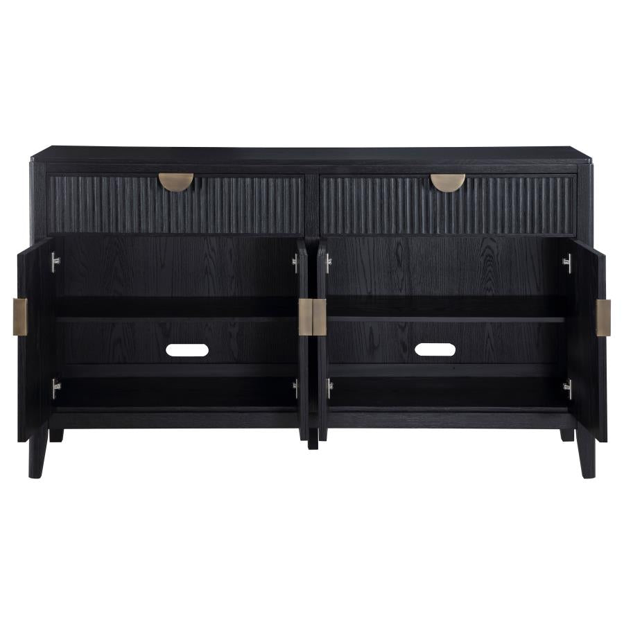 Brookmead Extension Leaf Dining Table Set Black - Venini Furniture 